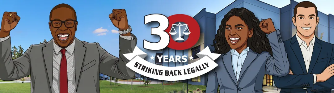 Illustrated banner celebrating Scorpion Legal Protection's 30 years of access to justice, featuring a milestone badge and the Scorpion logo