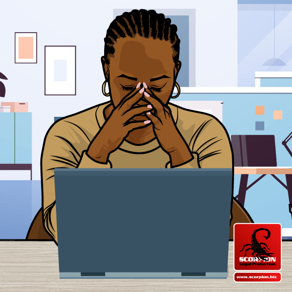 Illustrated woman crying in the workplace