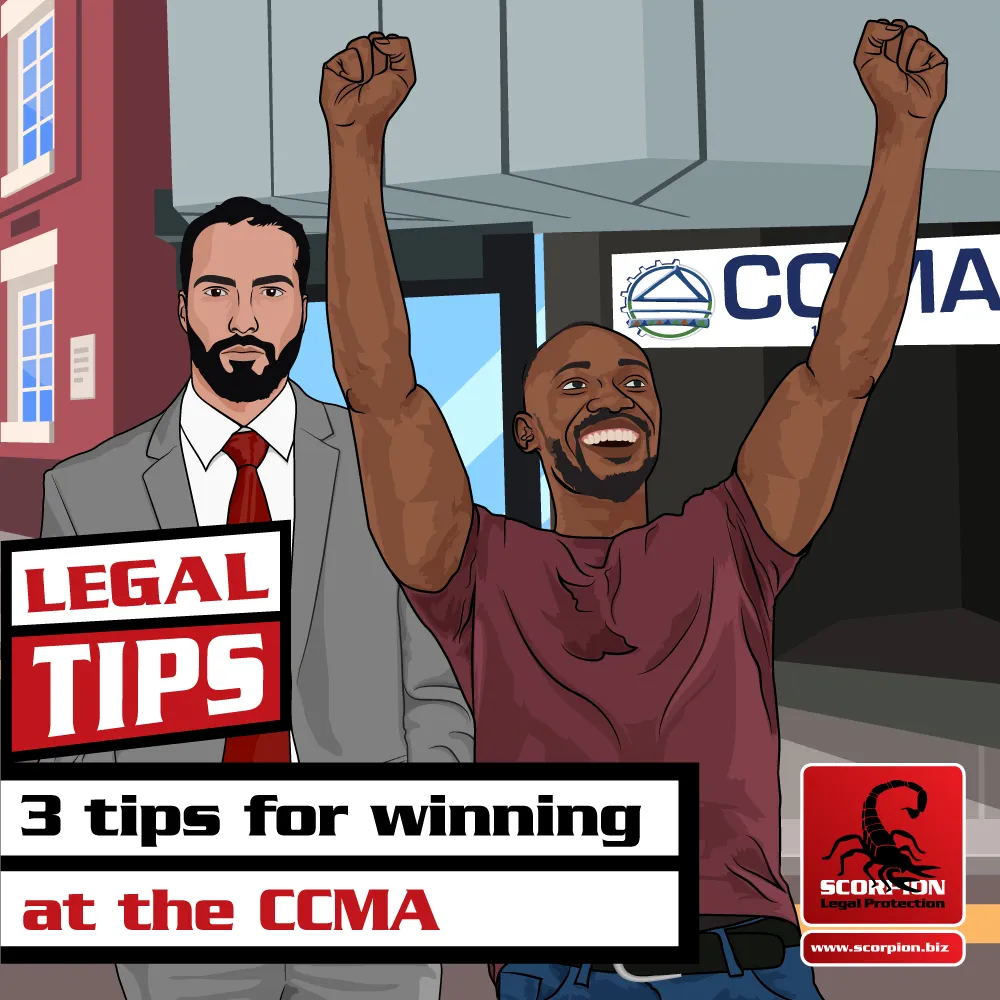 Illustration of a happy African man who has won at the CCMA