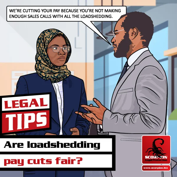 Illustration of a staff member being told that her pay is being cut