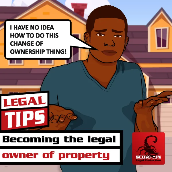 Illustration of a confused man wondering how to become the legal owner of a property