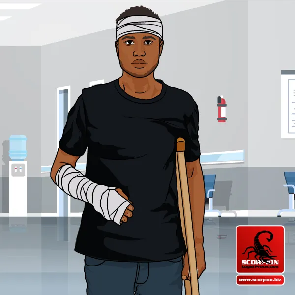 Illustration of an injured man