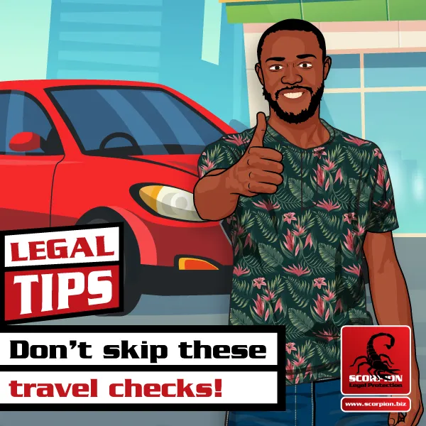 Illustration of a man with thumbs up showing he has completed the travel checklist