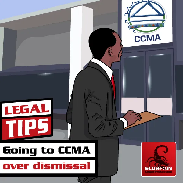 Illustration of a man going to the CCMA over dismissal