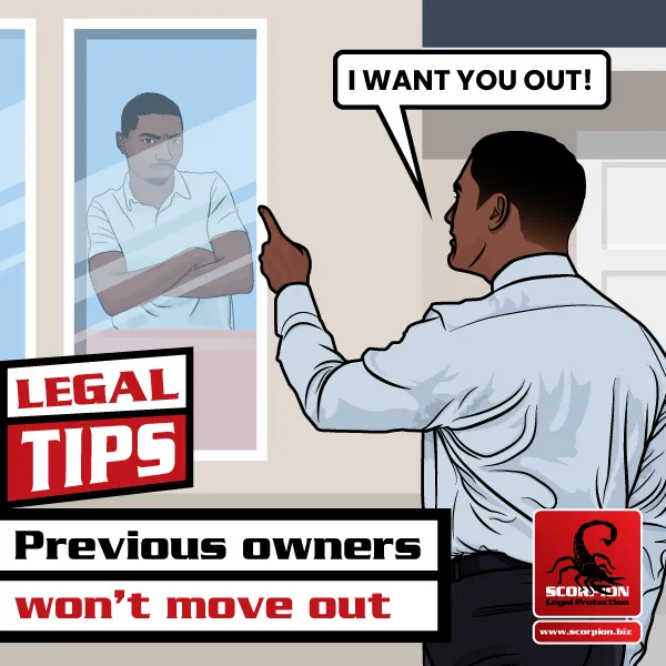 Illustration of landlord yelling at non-paying tenant through the window