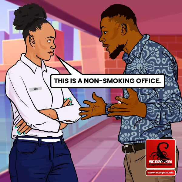 Illustration of two colleagues arguing in a non-smoking office