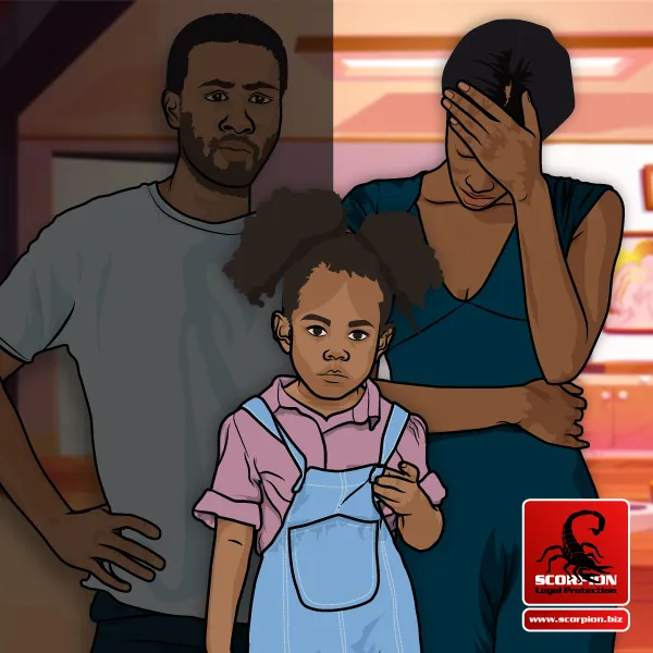 Illustration of South African parents with their child